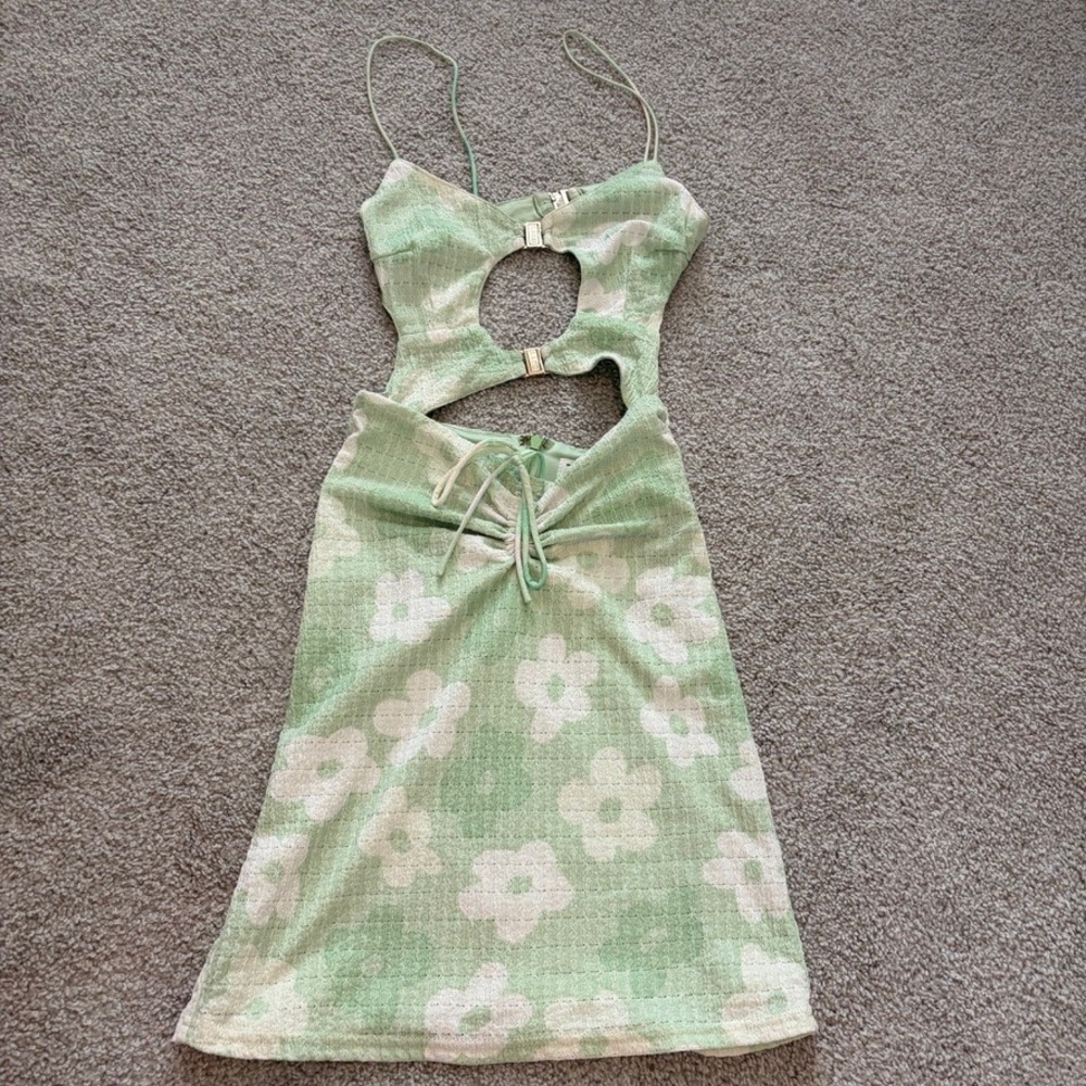 Sabo Skirt Prae Cutout Dress Womens XS Green Floral Daisy‎ Beach Clubbing Party